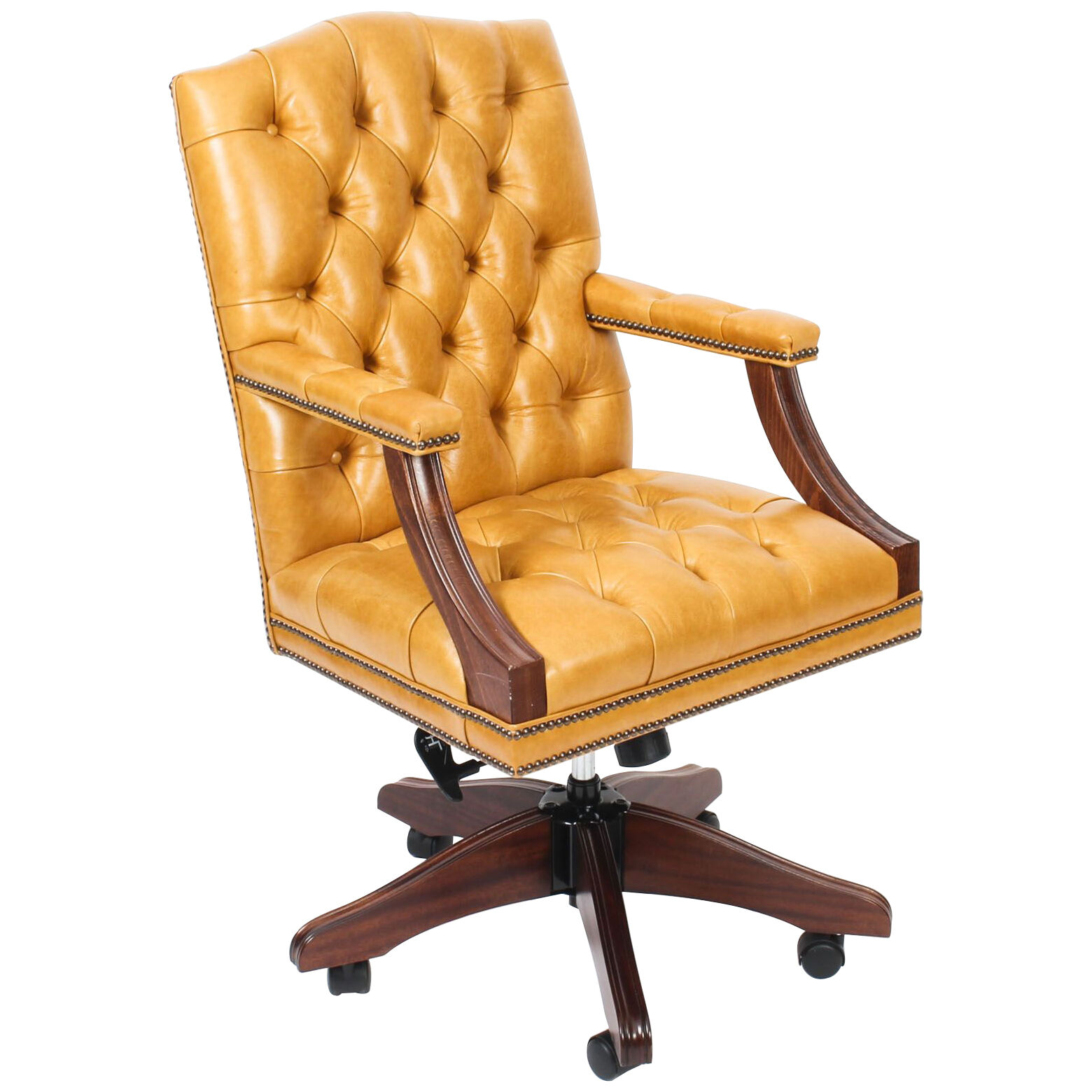 Bespoke English Handmade Gainsborough Leather Desk Swivel Chair