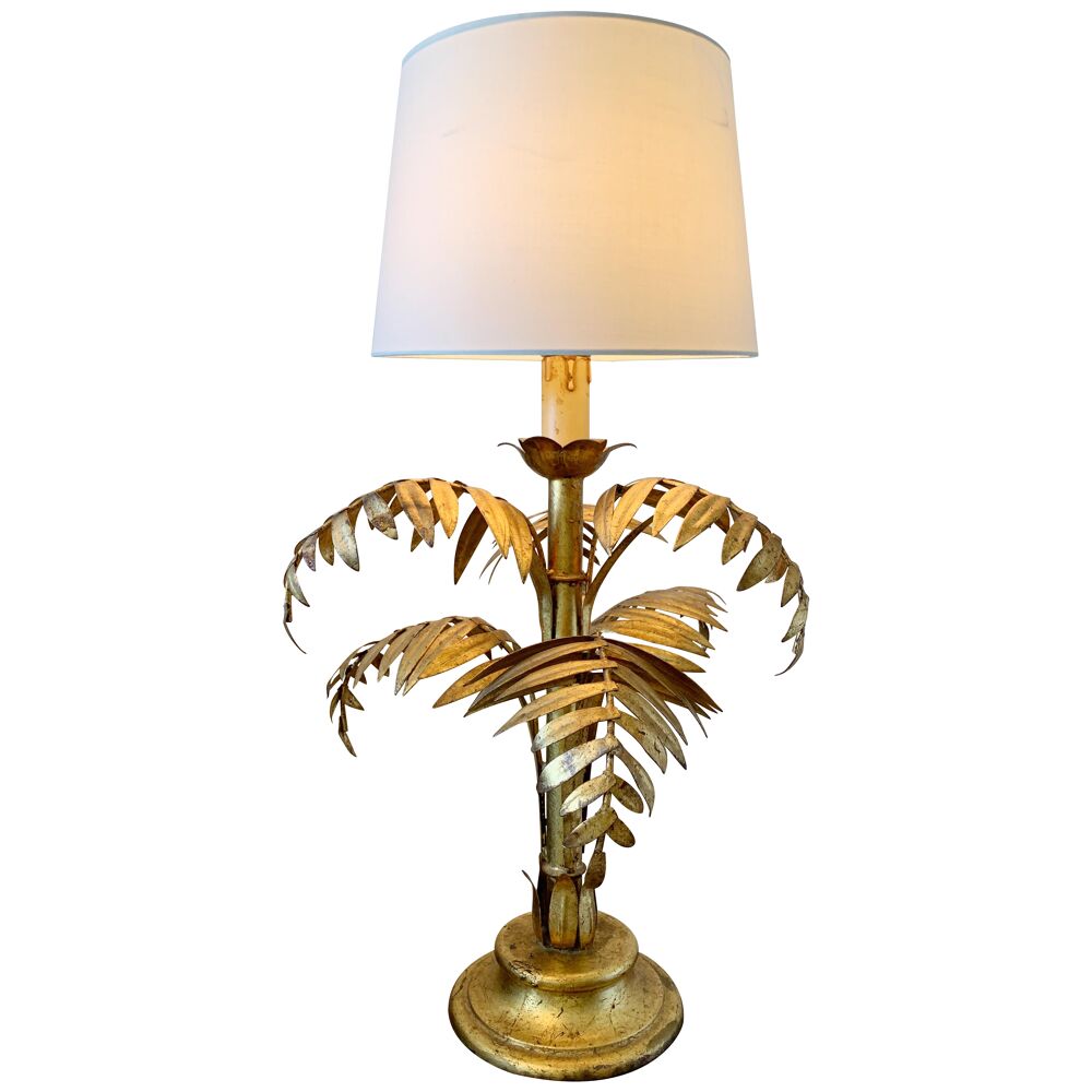 A Mid-Century Gilt Brass Faux Bamboo Lamp