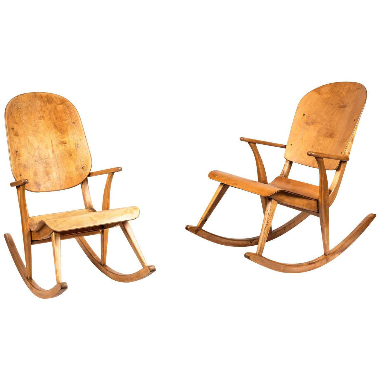 Rare Pair of 1940s Rocking Chairs by Ilmari Tapiovaara Effetto