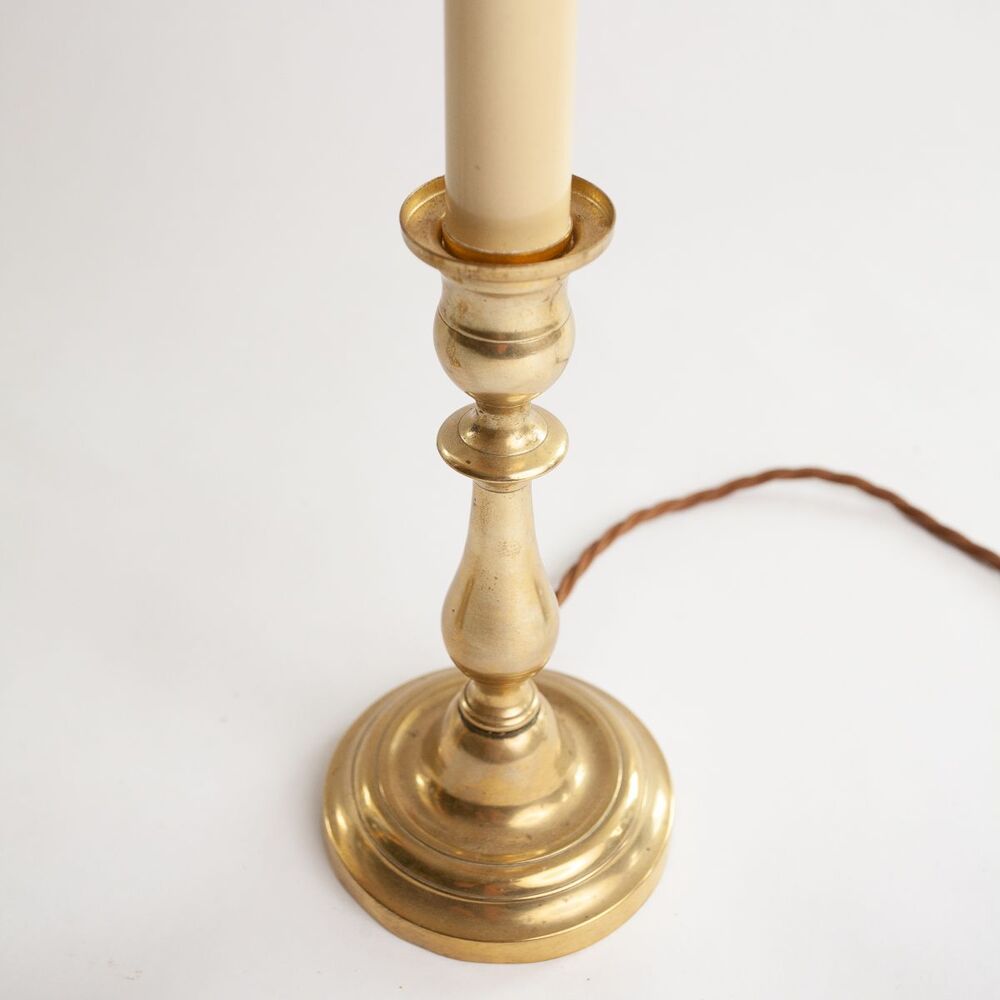 A Pair of French 19th Century Brass Candlesticks Converted into Table  Lamps. - Effetto