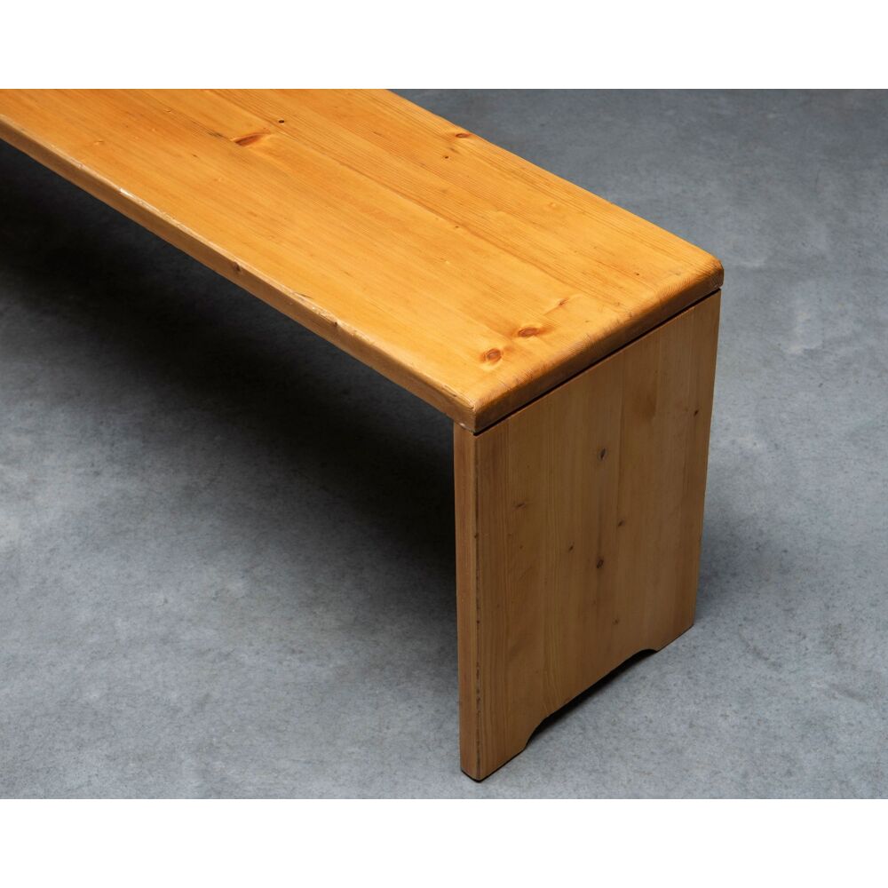 Monumental Charlotte Perriand Pine Storage Bench for Les Arcs, 1960s